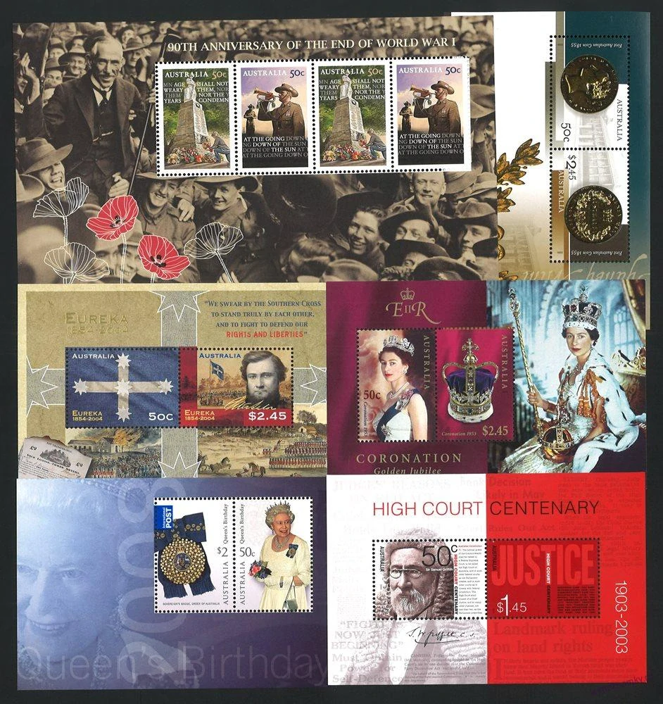 Aršíky známek - Austrálie 1982 - 2014 - 20 ks - čisté