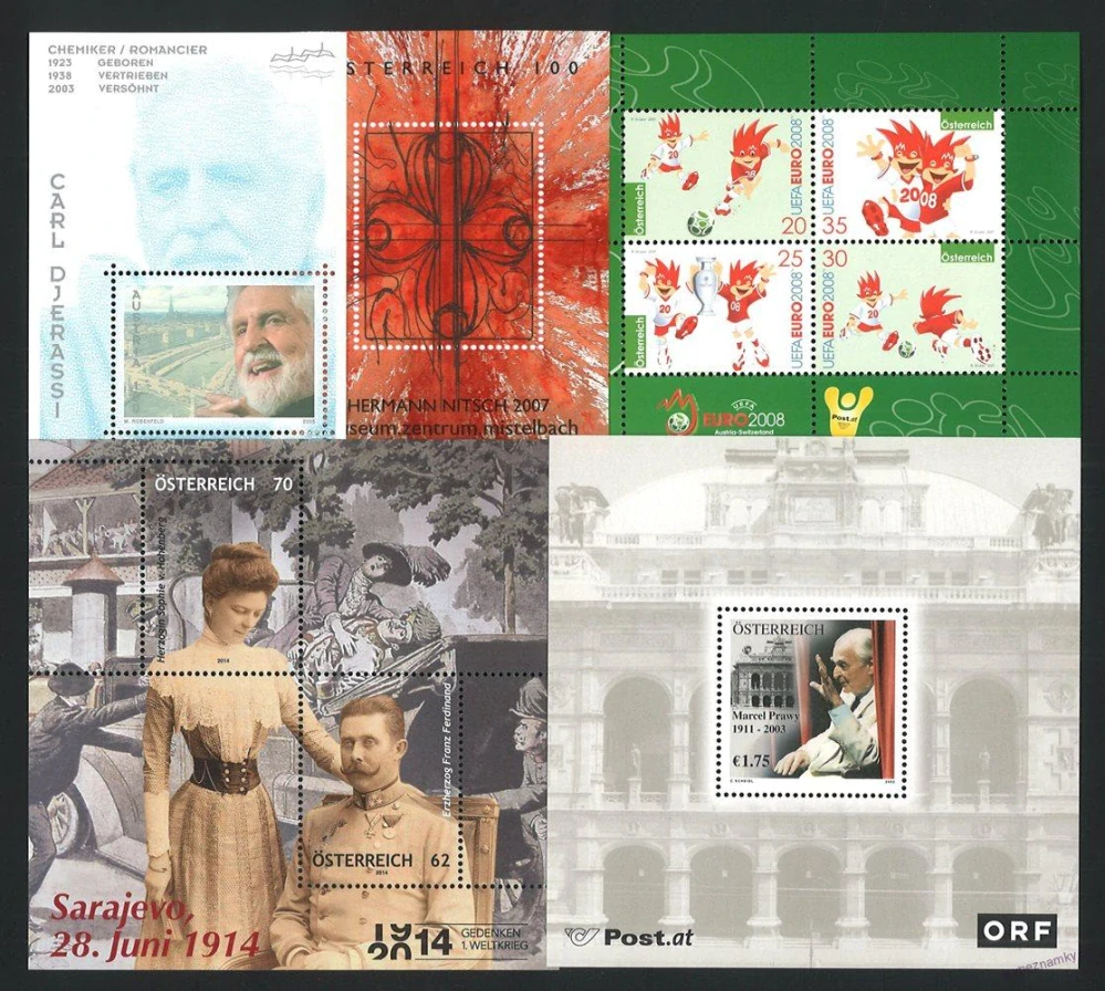 Aršíky známek - Rakousko 1981 - 2006 - 20 ks - čisté