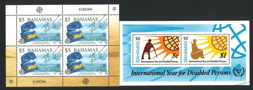 Aršíky známek - Bahamy 1981 - 2012 - 20 ks - čisté