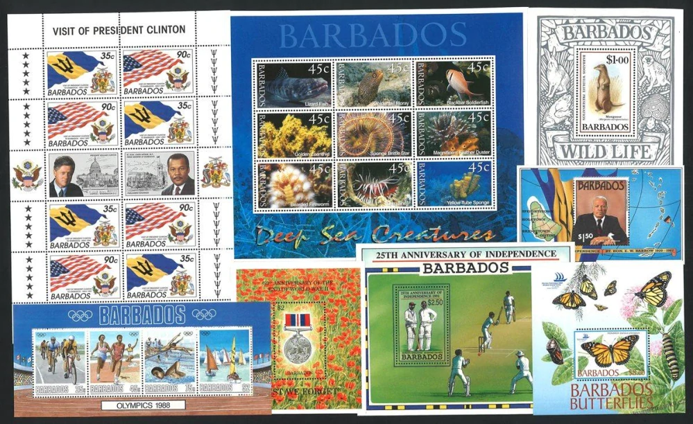 Aršíky známek - Barbados 1980 - 2005 - 20 ks - čisté