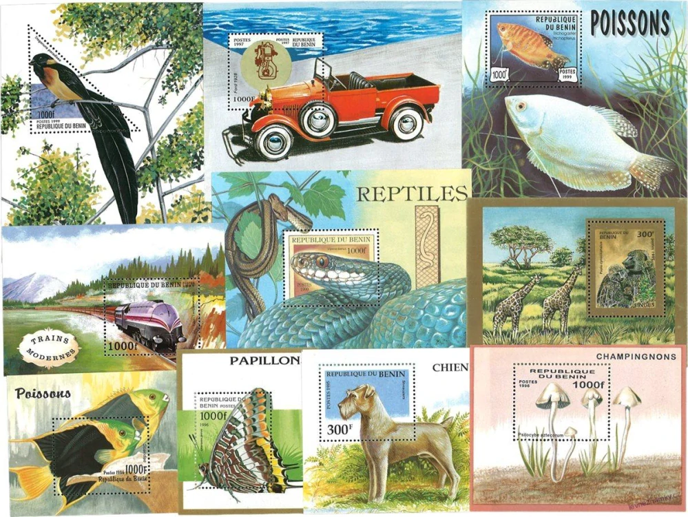 Aršíky známek - Benin - 1977-2003 - 20 ks - čisté