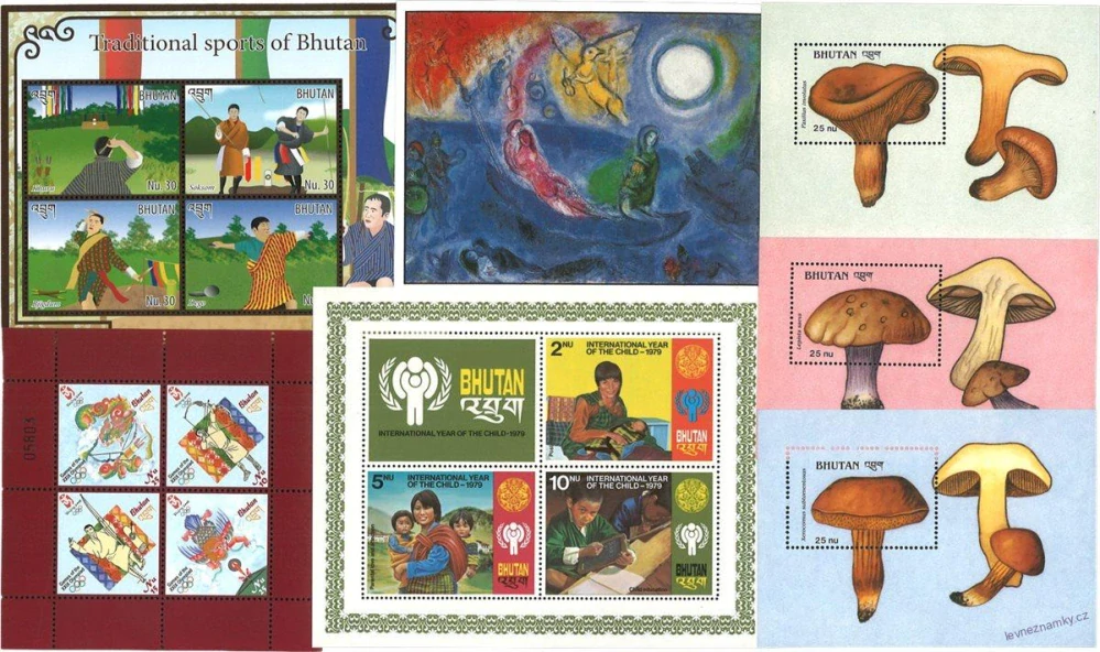 Aršíky známek - Bhutan - 1969-2010 - 20 ks - čisté