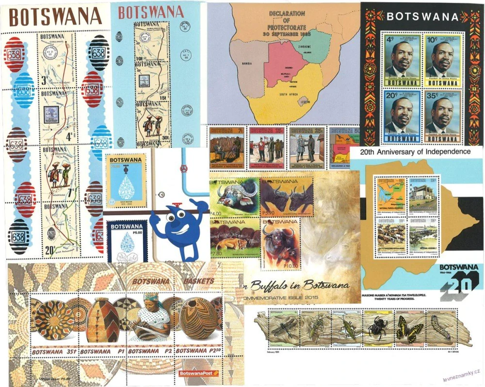 Aršíky známek - Botswana - 1986-2016 - 20 ks - čisté