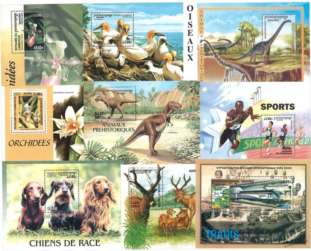 Aršíky známek - Cambodga - 1962-2005 - 20 ks - čisté
