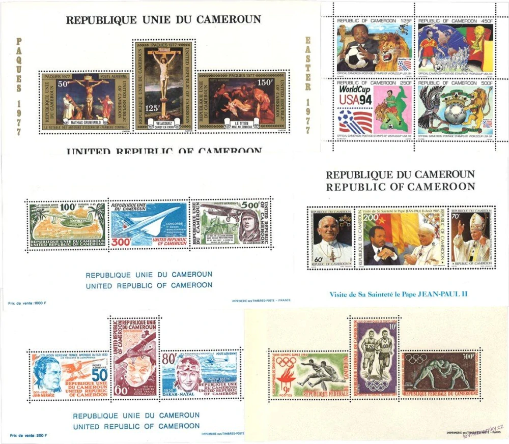Aršíky známek - Kamerun - 1964-1991 - 20 ks - čisté