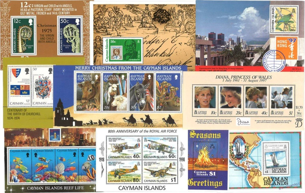 Aršíky známek - Caymanské ostrovy - 1976-2003 - 20 ks - čisté