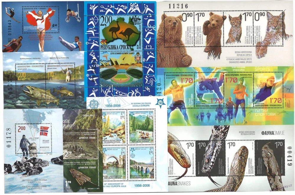 Aršíky známek - Srbsko - 1999-2006 - 20 ks - čisté