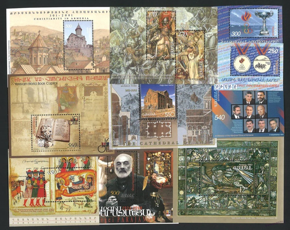 Aršíky známek - Arménie 1992 - 2014 - 20 ks - čisté
