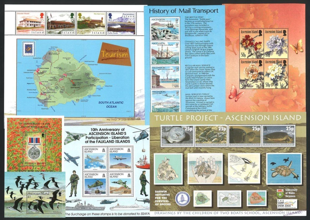 Aršíky známek - Ascension 1980 - 2012 - 20 ks - čisté