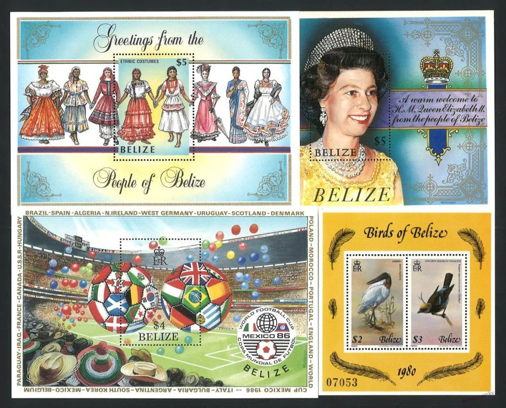 Aršíky známek - Belize 1980 - 1989 - 20 ks - čisté