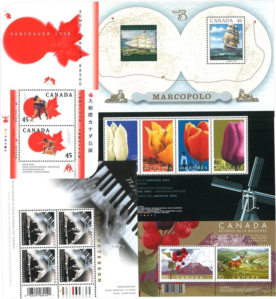 Aršíky známek - Kanada - 1987-1992 - 20 ks - čisté