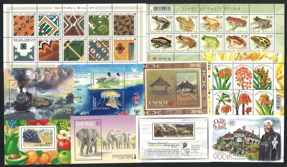 Aršíky známek - Jihoafrická republika 1981 - 2011 - 20 ks - čisté