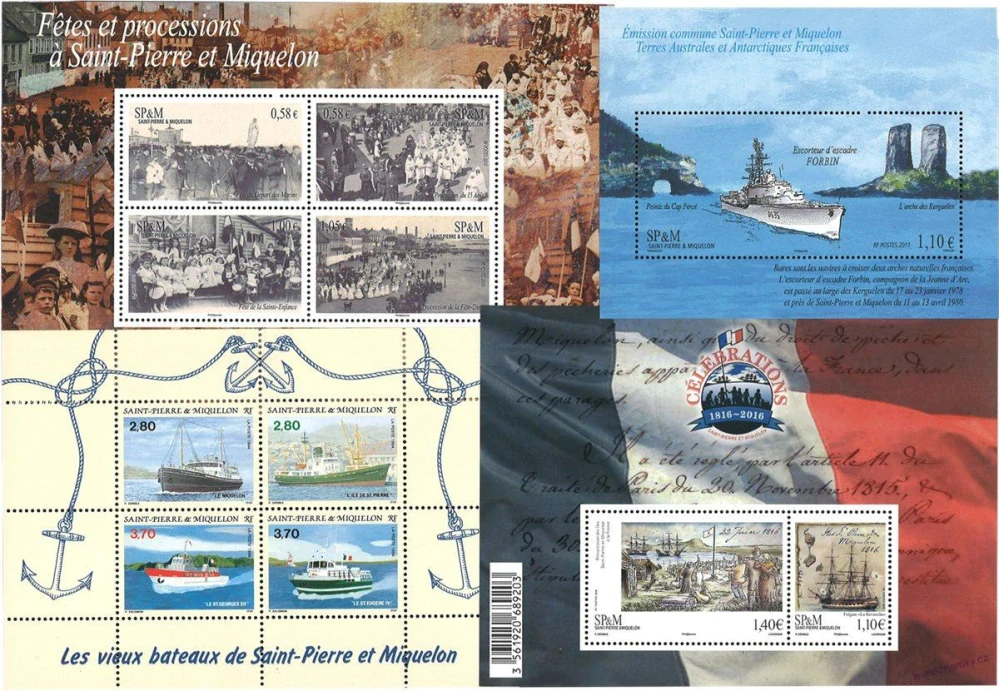 Aršíky známek - Saint Pierre a Miquelon - 2004-2015 - 20 ks - čisté
