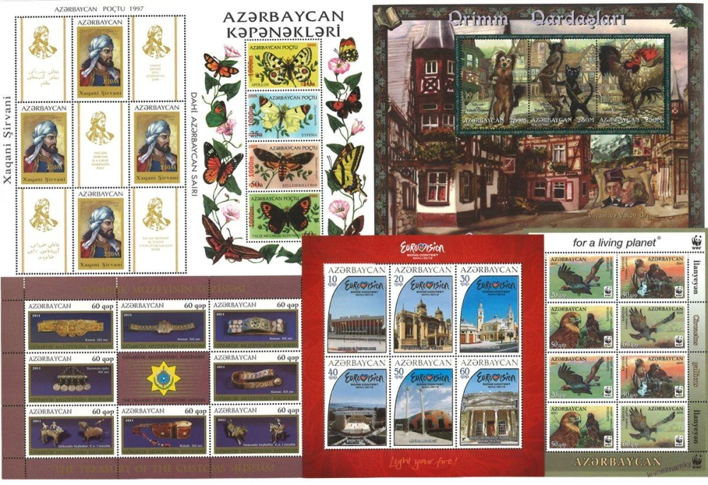 Aršíky známek - Azerbajdzan - 1993-2016 - 20 ks - čisté