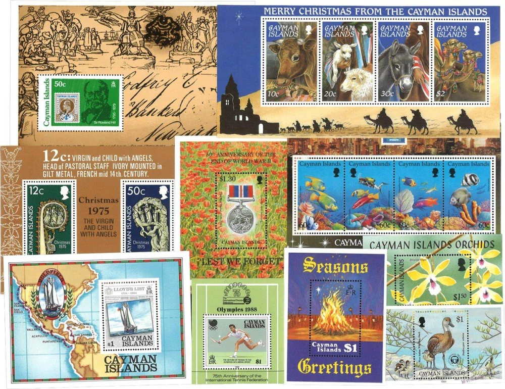 Aršíky známek - Caymanské ostrovy - 1976-2003 - 20 ks - čisté
