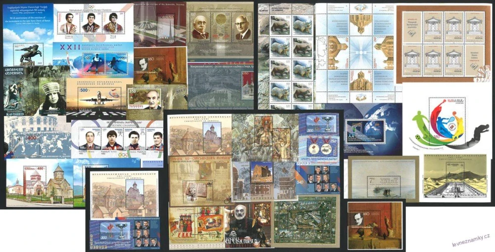 Aršíky známek - Arménie 1992 - 2014 - 20 ks - čisté