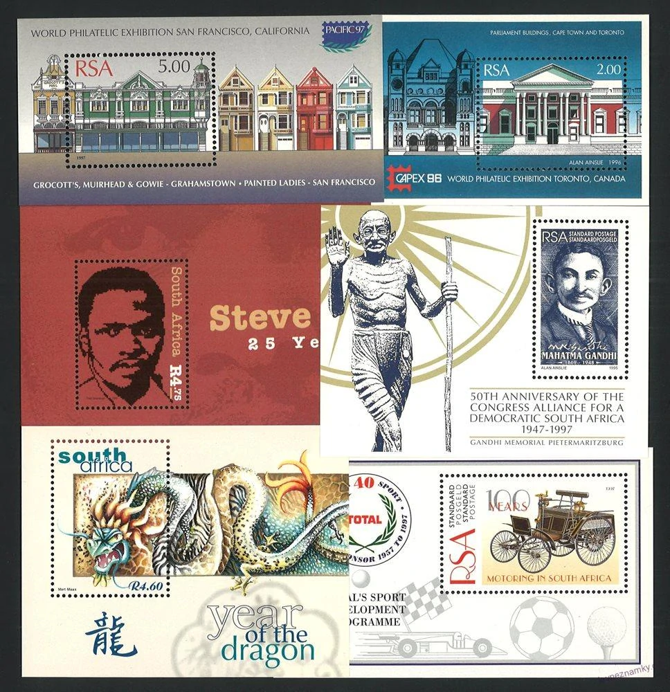 Aršíky známek - Jihoafrická republika 1981 - 2011 - 20 ks - čisté