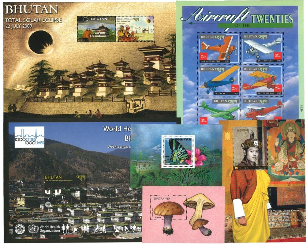 Aršíky známek - Bhutan - 1969-2010 - 20 ks - čisté