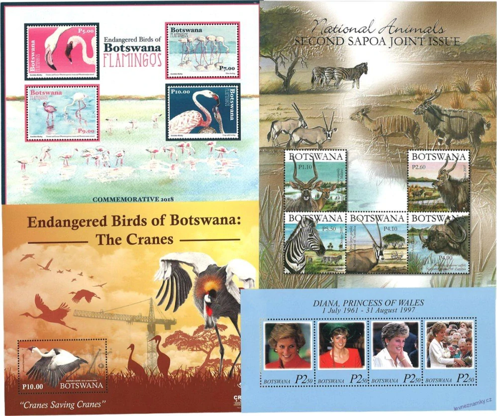 Aršíky známek - Botswana - 1986-2016 - 20 ks - čisté