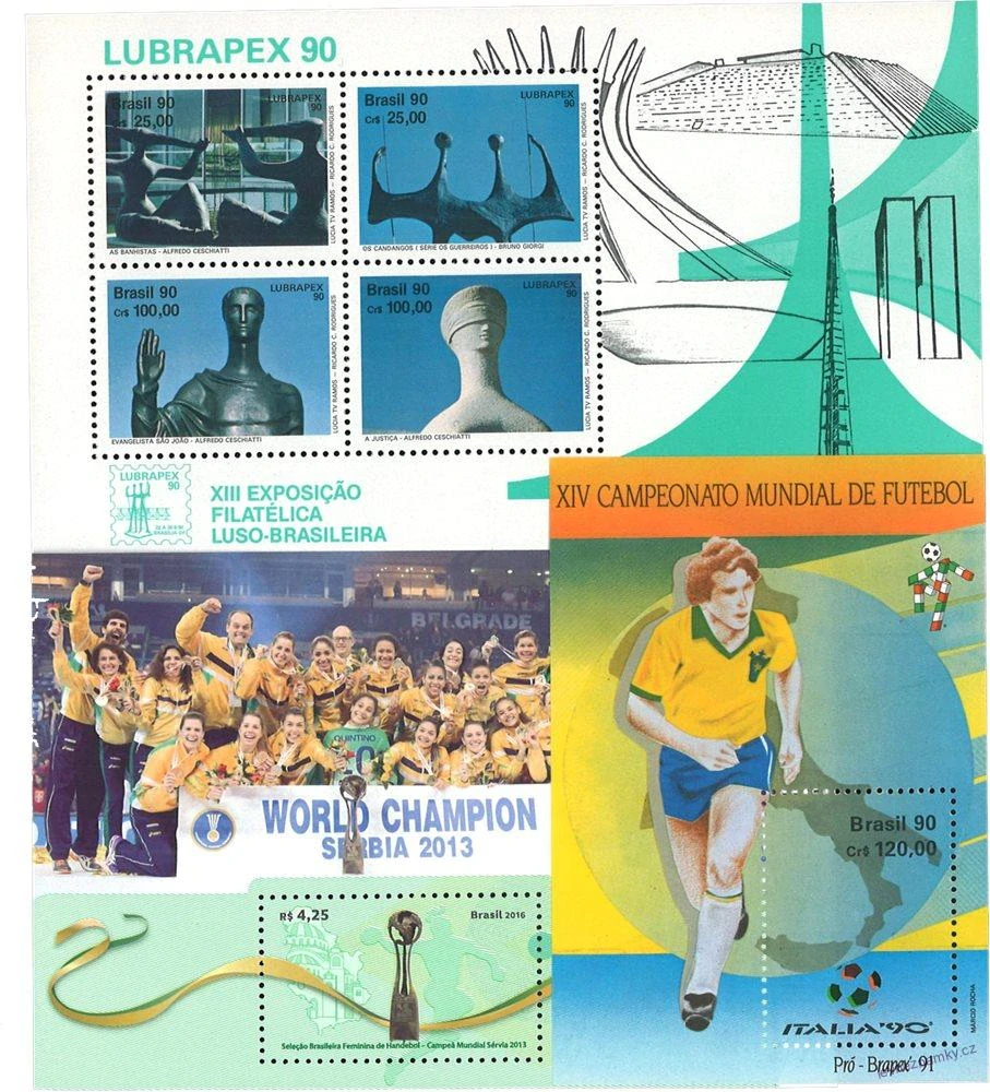 Aršíky známek - Brazílie - 1997-2019 - 20 ks - čisté