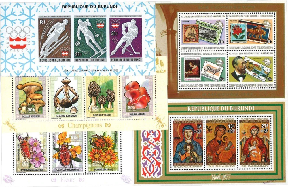 Aršíky známek - Burundi - 1967-2015 - 20 ks - čisté