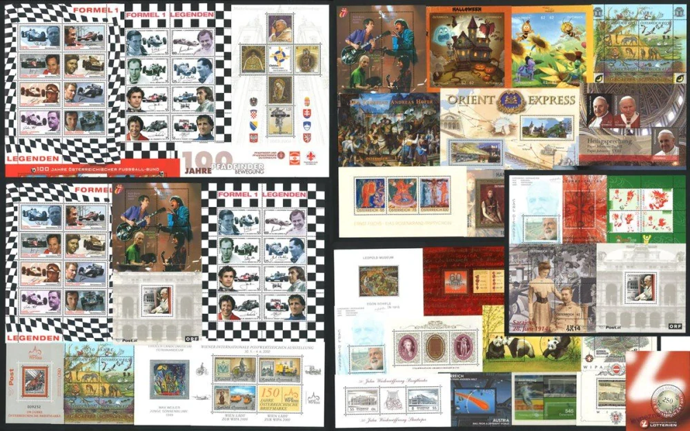 Aršíky známek - Rakousko 1981 - 2006 - 20 ks - čisté