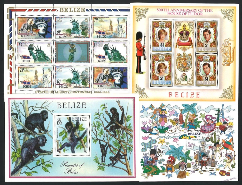 Aršíky známek - Belize 1980 - 1989 - 20 ks - čisté