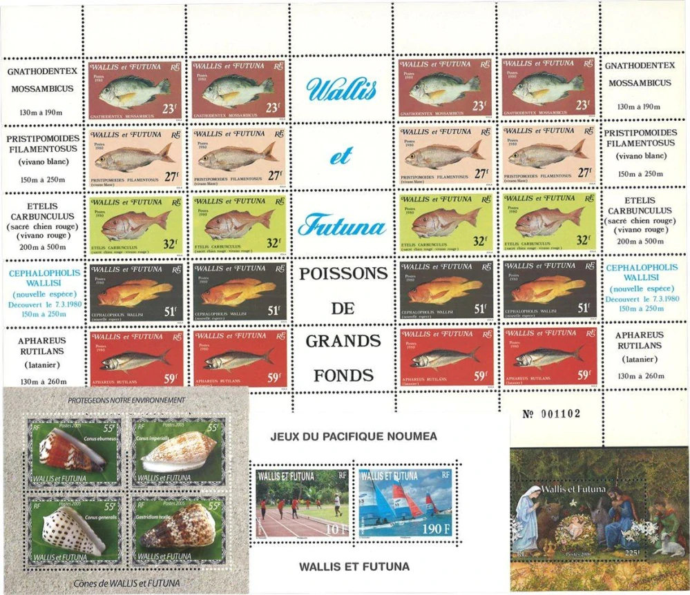Aršíky známek - Wallis a Futuna - 1991-2013 - 20 ks - čisté