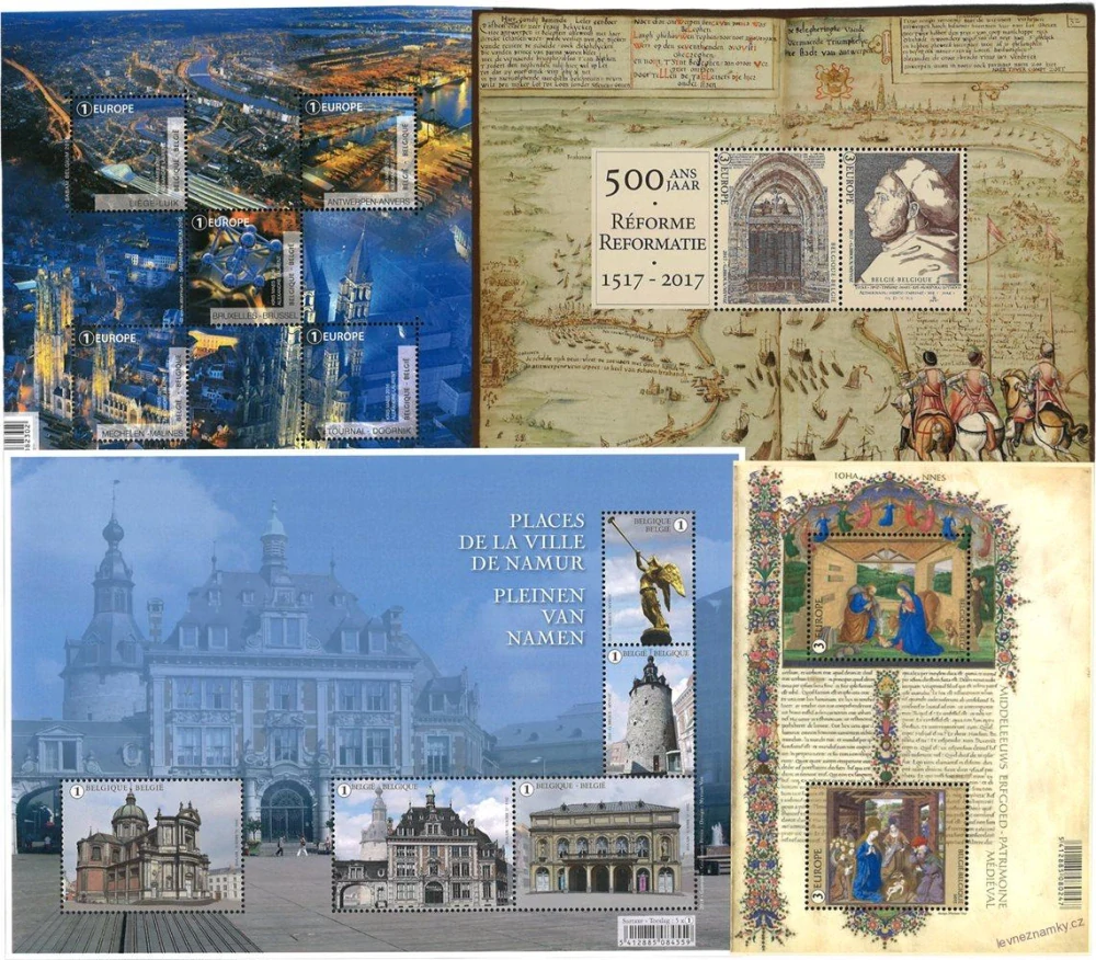 Aršíky známek - Belgie - 1970-2018 - 20 ks - čisté