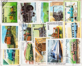 Balíček známek - vlaky - 250 ks