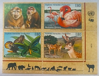 Čtyřblok známek - Nations Unies - fauna