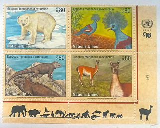 Čtyřblok známek - Nations Unies - fauna