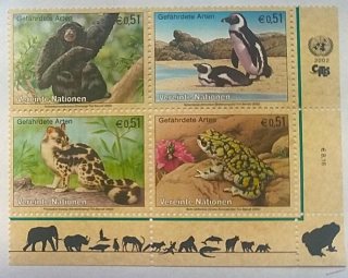 Čtyřblok známek - Nations Unies - fauna
