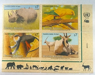 Čtyřblok známek - Nations Unies - fauna