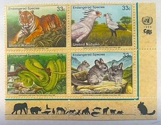 Čtyřblok známek - Nations Unies - fauna