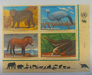 Čtyřblok známek - Nations Unies - fauna