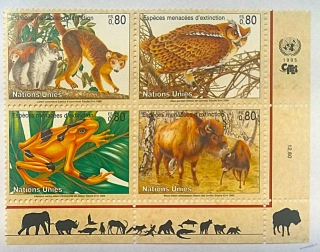 Čtyřblok známek - Nations Unies - fauna