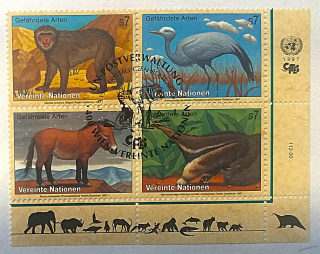 Čtyřblok známek - Nations Unies - fauna
