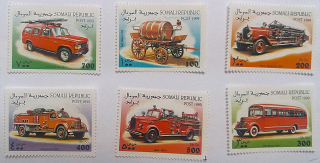 Sestava známek - Somali - hasičská auta - čisté