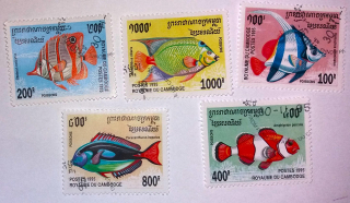 Sestava známek - Cambodge - ryby