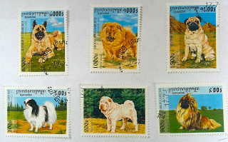 Sestava známek - Cambodge - psi