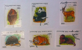 Sestava známek - Cambodge - fauna