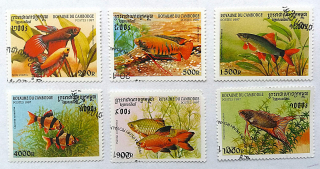 Sestava známek - Cambodge - ryby
