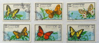 Sestava známek - Cambodge - motýli