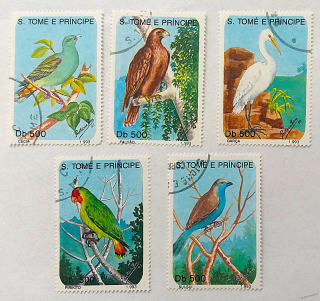 Sestava známek - St. Tomé - ptáci