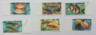 Sestava známek - Cambodge - ryby