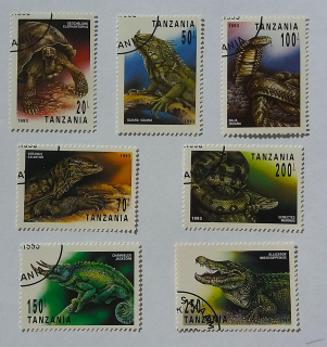 Sestava známek - Tanzania - ještěři, hadi