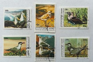 Sestava známek - Cambodge - ptáci