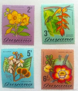 Sestava známek - Guyana - flóra - čisté