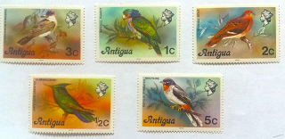 Sestava známek - Antigua - ptáci - čisté